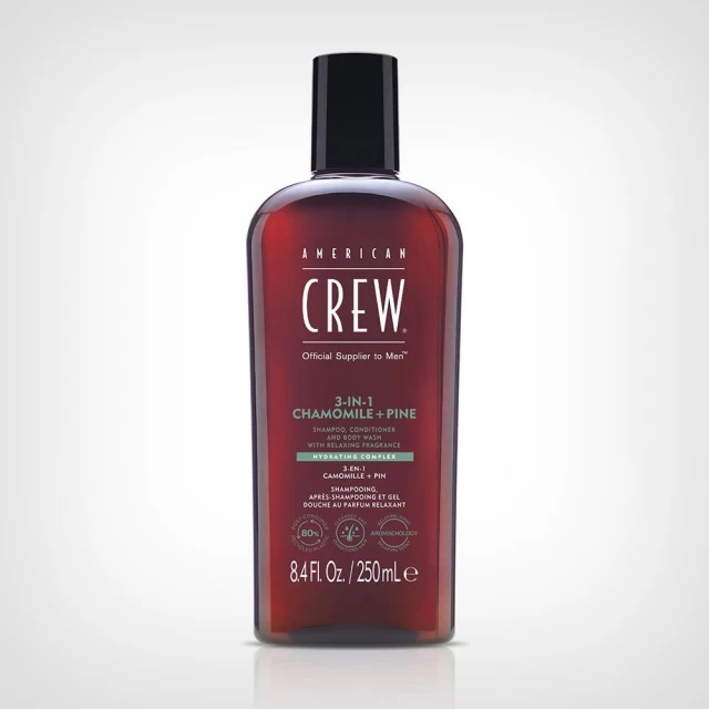 American Crew 3-IN-1 Relaxing (Kamilica + Bor) - Šampon, kondicioner i losion - Akcijska ponuda meseca