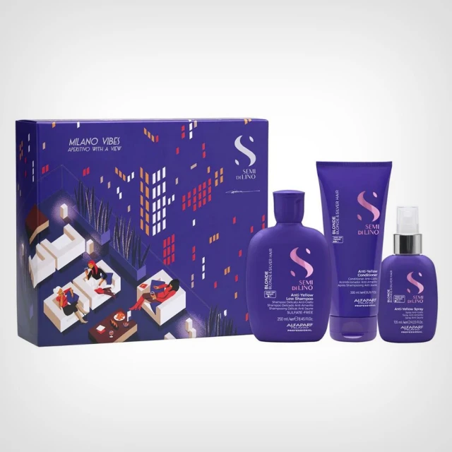 Alfaparf Semi Di Lino Blonde Anti-Yellow Holiday Kit - Nega farbane kose