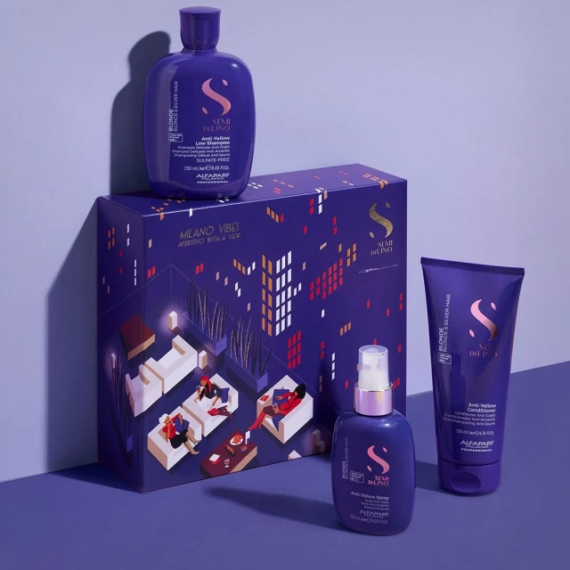 Alfaparf Semi Di Lino Blonde Anti-Yellow Holiday Kit - Nega farbane kose